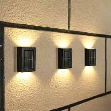 Solar Wall Lights Outdoor Dual-Head LED Sconce 4 Pack Warm