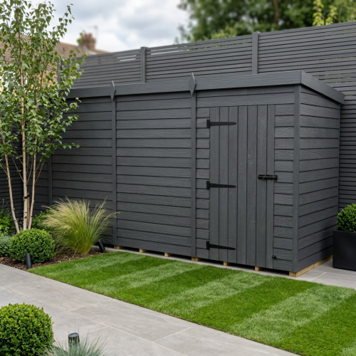15x4 Pent Composite Shed Tanalised (Single Door, No Windows)