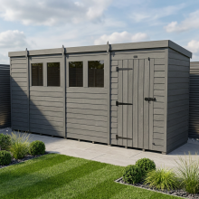 15x4 Pent Composite Shed Tanalised (Single Door, With Windows)