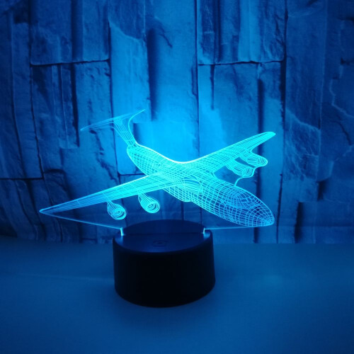 Airplane 3D LED Night Light 7-Colour Changing Touch Control Table Lamp Aviation Lover Gift