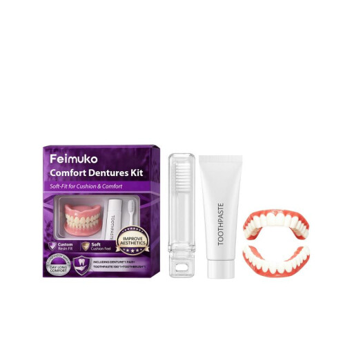 Denture Repair Kit Contour Fit Comfortable Wear Clean Denture Surface Feimuko