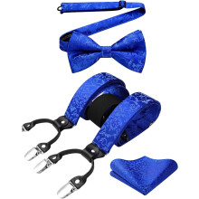 Paisley Floral Suspenders for Men Y-Back with Strong Clips