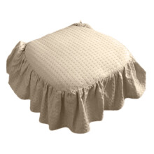 French-style fabric seat cushion with ties and ruffled edge