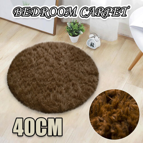 Tapis de douche rond antidérapant marron 40 cm