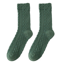 Women's Wool Crew Socks Warm Thick Mid-Calf Green One Size