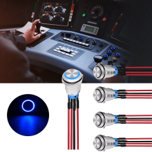 Κουμπί κόρνας θαλάσσης 12V16mm στιγμιαίος διακόπτης με μπλε LED