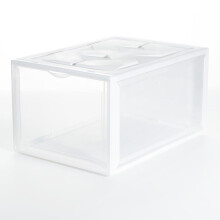 Boîte à chaussures en plastique transparent avec poignée ergonomique, 1 pièce, blanche