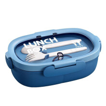Boîte à lunch bleue à 3 compartiments avec cuillère et fourchette