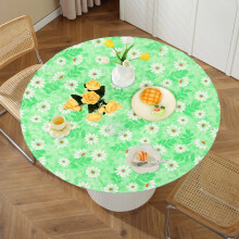 Round Vinyl Tablecloth with Flannel Backing and Elastic