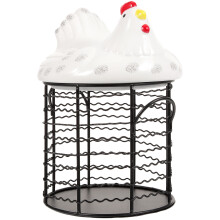 Corbeille à œufs en forme de poule, en céramique et maille de fer, 1 pièce