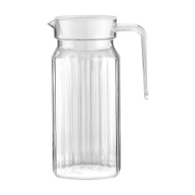 Pichet en plastique transparent côtelé 1,1 L avec couvercle et poignée