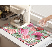 Tapis égouttoir à vaisselle antidérapant et absorbant, lot de 2, 50 x 30 cm