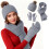 Winter Hat Scarf Gloves Set Silver Knitted 3-Piece 1