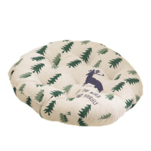 Coussin de sol rond en velours côtelé imprimé 22 pouces