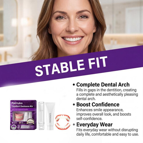 Denture Repair Kit Contour Fit Comfortable Wear Clean Denture Surface Feimuko 1