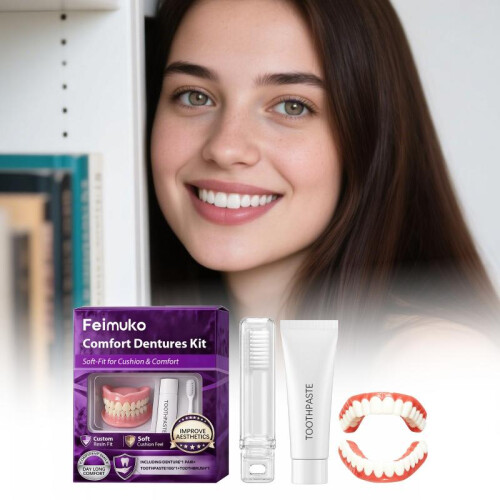 Denture Repair Kit Contour Fit Comfortable Wear Clean Denture Surface Feimuko 2