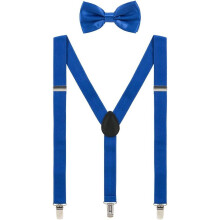 Men's Suspenders and Bow Tie Set Adjustable Elastic Clip-On
