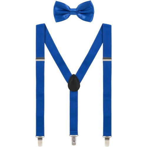 Men's Suspenders and Bow Tie Set Adjustable Elastic Clip-On