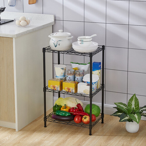 3-Tier Detachable Storage Rack Black Corrosion-Resistant 1