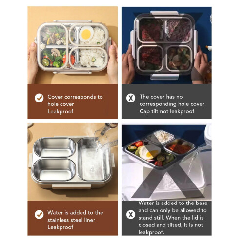 Stainless Steel Lunch Box 1.2L 3-Compartment 2