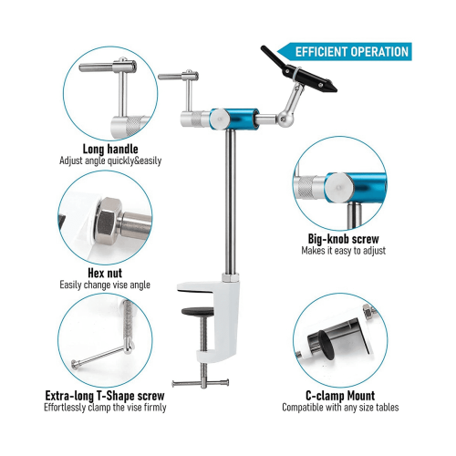 Fly Tying Vise Ultra-Light Rotation C-Clamp Mount 2