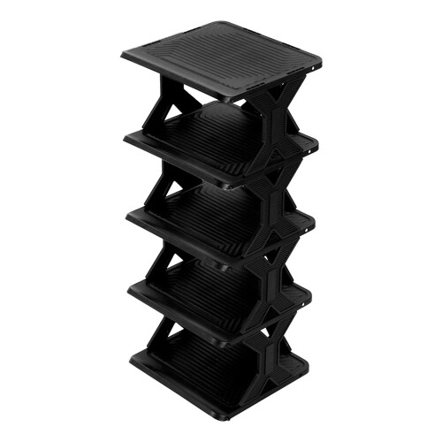 Corner Shoe Rack Black Plastic Ventilated Organizer 1