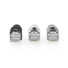 RJ45-kontakt | RJ45 Pass Through | Solid/Stranded UTP CAT6 | Rett | Gull belagt | 10 stk. | PVC | Grå / Hvit / Sort | Boks