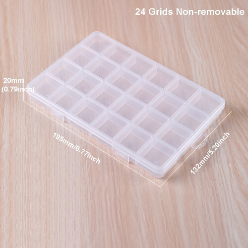 Boîte de rangement en plastique avec séparateurs fixes et 24 compartiments. 1