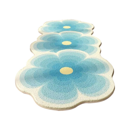 Flower Pattern Non-Slip Washable Rug Mat 1 Pack 1