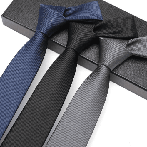 Classic Skinny Necktie for Men Silk Solid 4 Pcs 2