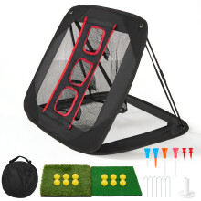Nastopee Golf Chipping Net with 2 Practice Mats, Foldable Golf Training Net with 3 Target Heights, Portable Garden Golf Practice Equipment