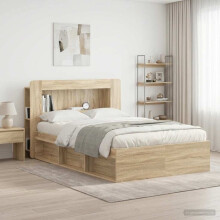 vidaXL Headboard Cabinet with Storage Sonoma Oak Engineered Wood