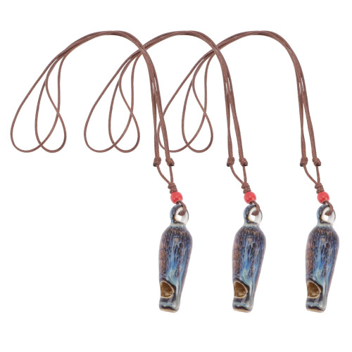 Ceramic carrot whistle necklace for kids 3 pcs