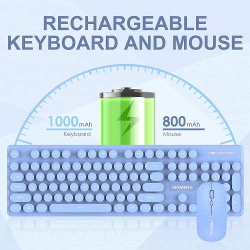 Wireless Keyboard and Mouse Combo with Bluetooth 5.1 and 2