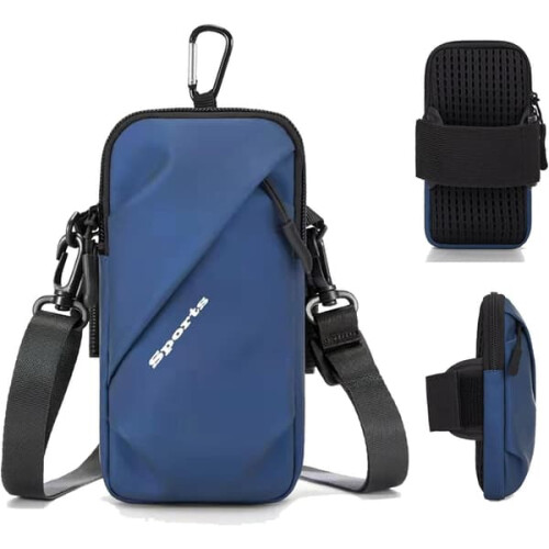 Phone Holder Armband Blue Crossbody Shoulder Strap