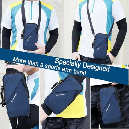 Phone Holder Armband Blue Crossbody Shoulder Strap 1