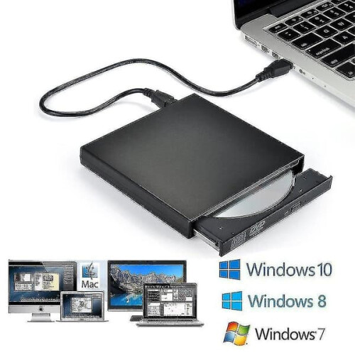 External CD/DVD Drive USB 2.0 Slim Black 1