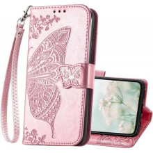 Samsung A55 5G wallet case PU leather butterfly rose gold