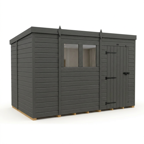 11x7 Pent Composite Shed Tanalised (Single Door, With Windows) 1