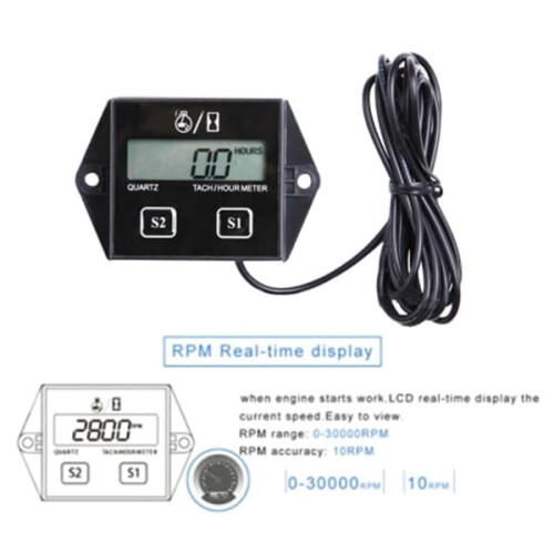 Motorcycle Tachometer Hour Meter LCD Display Waterproof 1