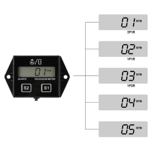 Motorcycle Tachometer Hour Meter LCD Display Waterproof 2