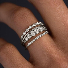 TOFOTL4 stk. forgyldte zirkonindlagte ringe til kvinder, ikke-plettede stabelbare ringsæt, elegante tommelfingerringe alliance løfteringe