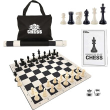 WE Games Best Value Tournament Chess Set - Includes 34 Chess Pieces, Roll Up Vinyl Chess Board, Chess Pieces, Travel Chess Sets for Adults