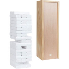 WE Games Wooden Block Stacking Party Game for Adults, Tumble Tower Wedding Guest Book Alternative, Tabletop Games, 12 inches, White