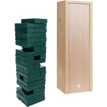 WE Games Wooden Block Stacking Party Game for Adults, Tumble Tower Wedding Guest Book Alternative, Tabletop Games, 12 inches, Green
