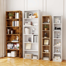 (Walnut / 60cm Wide) Levede Bookcase 6 Tier Book Shelves Tall Slim Large Storage Unit Adjustable Wood