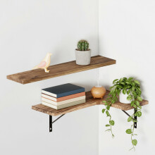 (Liner/L) Levede Floating Shelves Wall Mounted Corner Stroage Display Shelf Wood 2PC 4PC