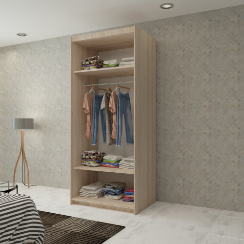 MN Furniture (Oak,  90cm ) Double Sliding Doors Mirrored Wardrobes 1