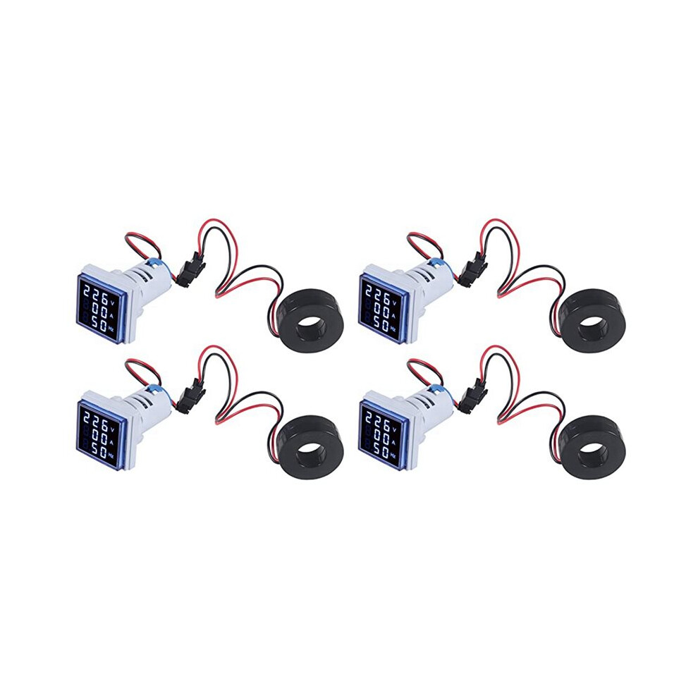 4Pcs Current Voltage Hertz Meters, Digital 3In1 22Mm Voltmeter Ammeter Hz Meter Ac 60-500V Current Frequency Indicator 6033023292644