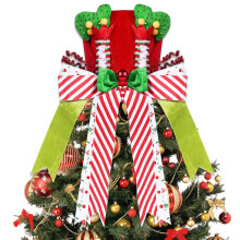 Christmas Tree Topper Hat Red Velvet Elf Legs 1pc